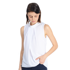 Mock Neck Chiffon Sleeveless Top